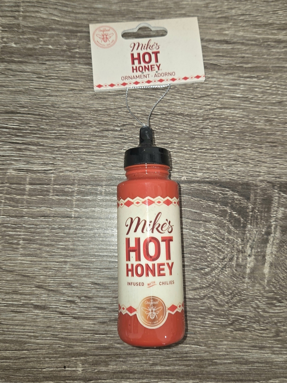 Mike's Hot Honey Bottle Ornament Novelty Christmas Decor Shatterproof 4.5”